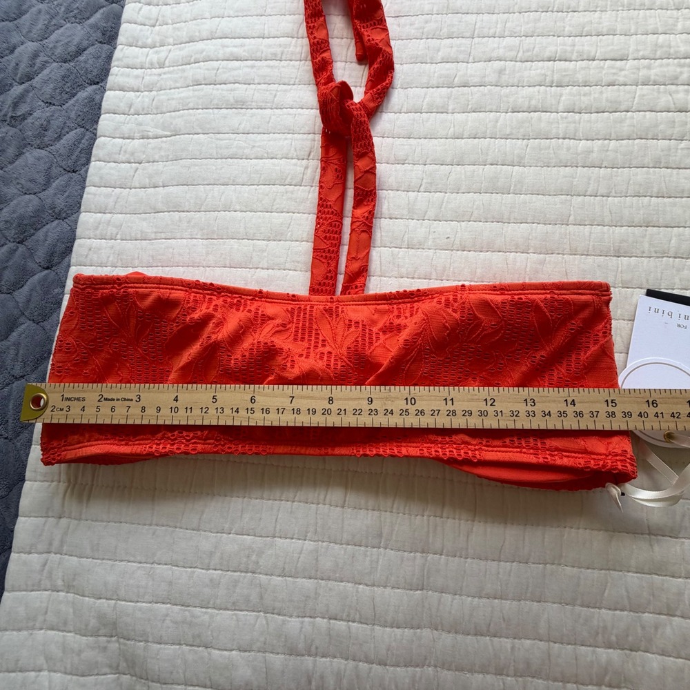 Gianni Bini Shea Leigh Mills Red Lace Bikini Set Bandeau Halter Large - Picture 5 of 12